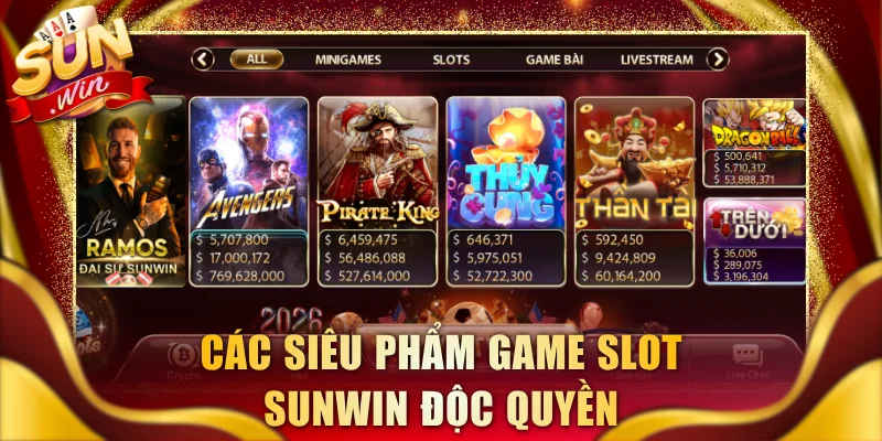 Các siêu phẩm game slot SUNWIN độc quyền